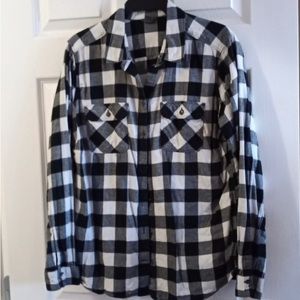 Sz L Eddie Bauer Buttoned Flannel Buffalo Plaid Checkered Fitted Shirt